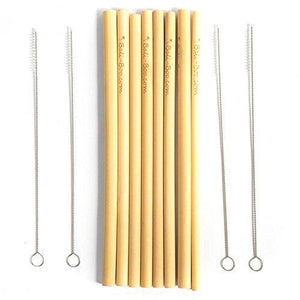 set de pailles en bambou avec brosse de nettoyage
