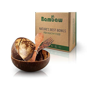 Lot de 2 bols en noix de coco et couverts en bois - Bambaw - Les délicieux smoothies