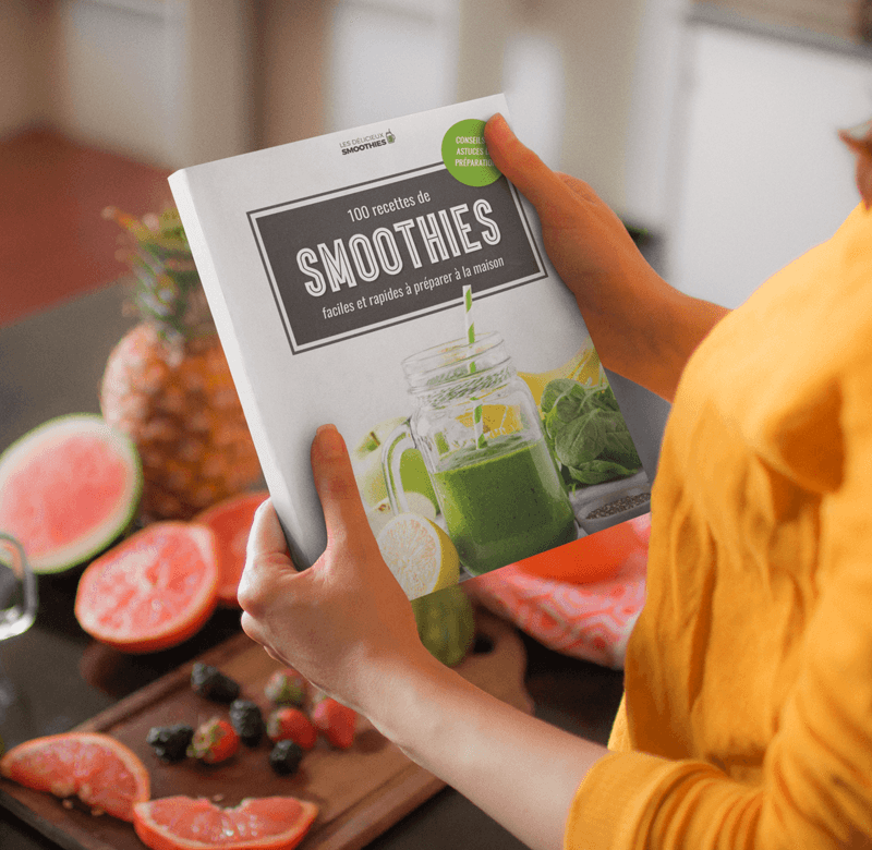 Livre contenant 100 recettes de smoothies avec des fruits